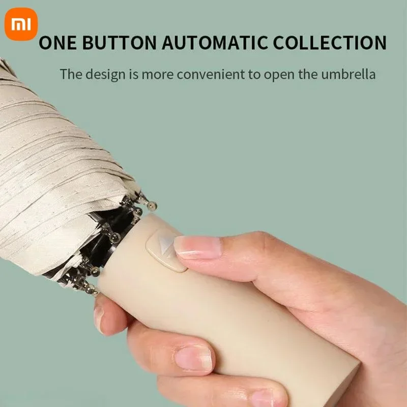 Retractable Umbrella Bone Umbrella Xiaomi Automatic Umbrella 24 Bone Solid Color Automatic Umbrella Light Collapsible Large Size Outdoor Sunshade Uv Protection