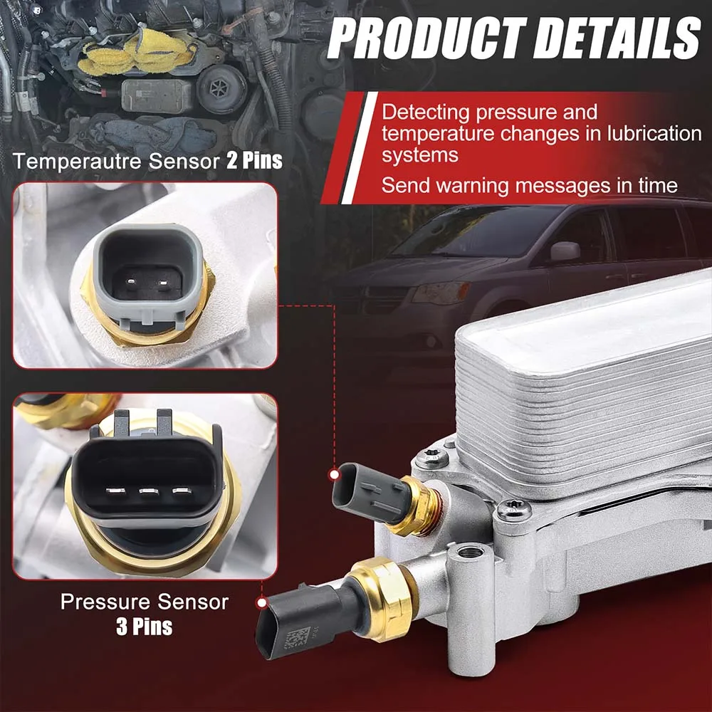 Engine Oil Cooler Oil Filter Housing Adapter for Chrysler 200 300 Dodge Charger Challenger Journey Ram Jeep oil cooler kit