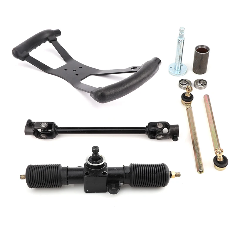 330Mm Steering Wheel 320/420Mm Power Gear Shaft 38Cm U Joint Tie Rod Knuckle Assy For Diy Go Kart Buggy Atv Utv Quad Bike Parts