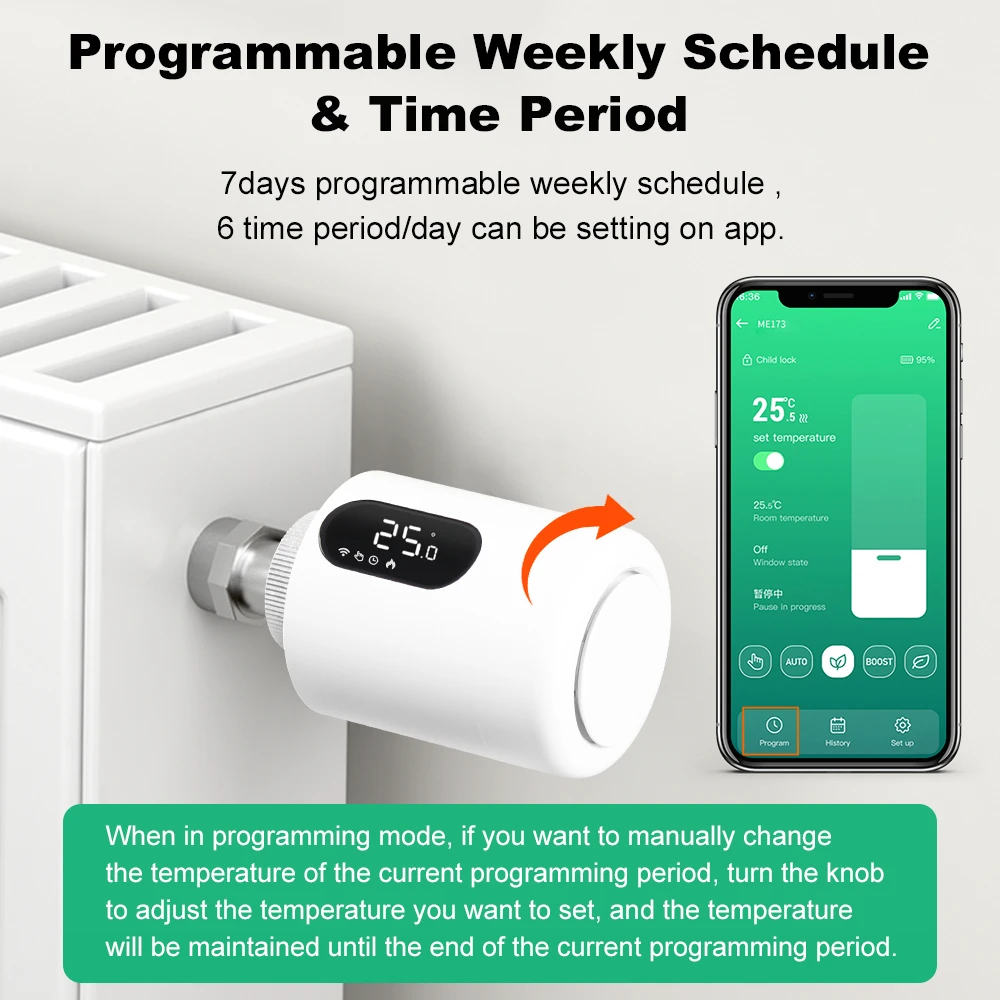 Tuya ZigBee3.0 Smart Thermostatic Radiator Actuator TRV Thermostat Valve Temperature Controller For Alexa Google Assistant