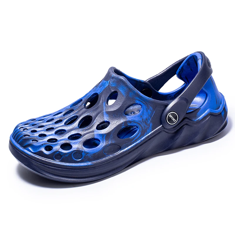 

Men's Summer 2022 Hollow Outdoor Casual Slippers Sneakers Shoes Beach Flat Heel Soft Bottom Sandals Male Jelly Garden Clogs Mule