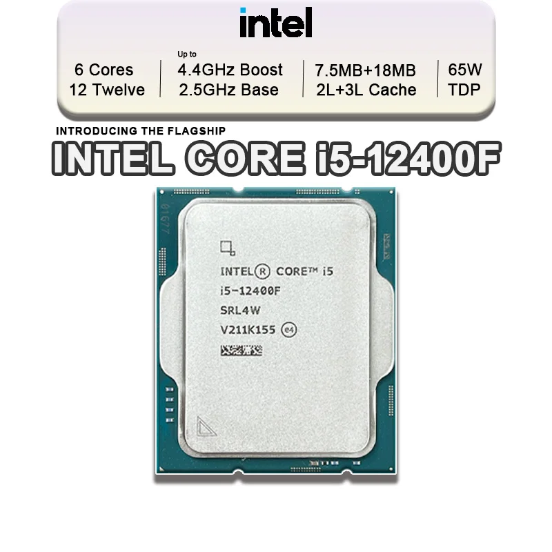 Intel Core i5-12400F i5 12400F 2.5 GHz 6-Core 12-Thread CPU Processor 10NM  L3=18M 65W LGA 1700 new