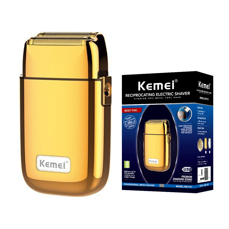Kemei all-metal foil electric shaver hair bald head shaving machine for men beard electric razor barber tool rechargeable electric shaver