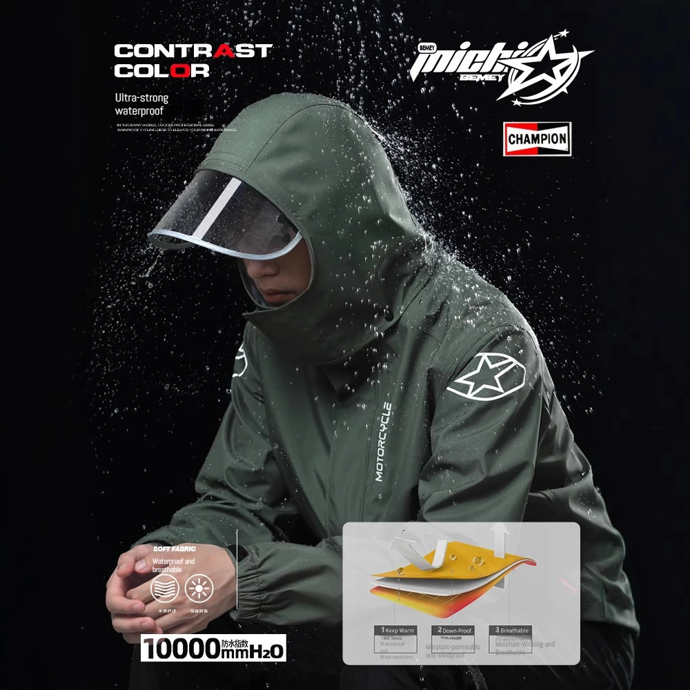 Motorcycle Raincoat Raincoat and Rainpants Suit for Motorcycle Riding