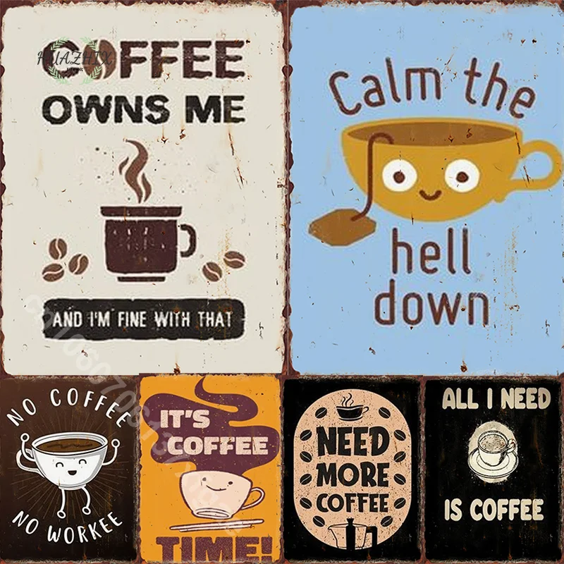 

Vintage Coffee Metal Tin Sign Abstract Plate Print Wall Home Room Decor Door Cofe Bar Retro for Art Club Cafe Decoration Signs