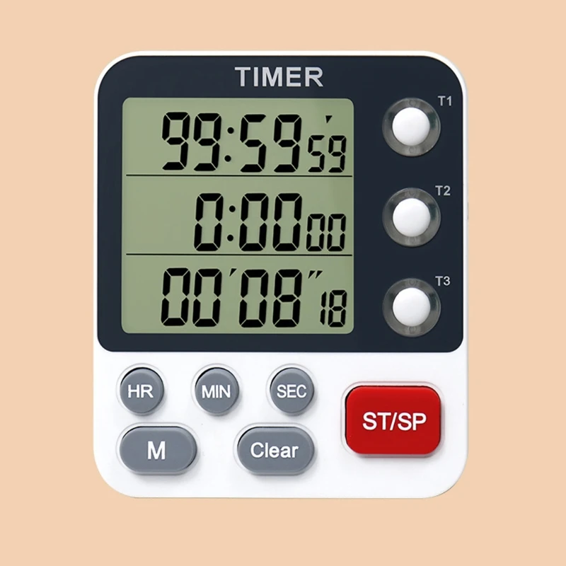 Kitchen Timer Digital Kitchen Timers Cooking Timer 3 Channels Count UP＆ Down Timer w/ Loud Alarm Classroom Bathroom Use 3