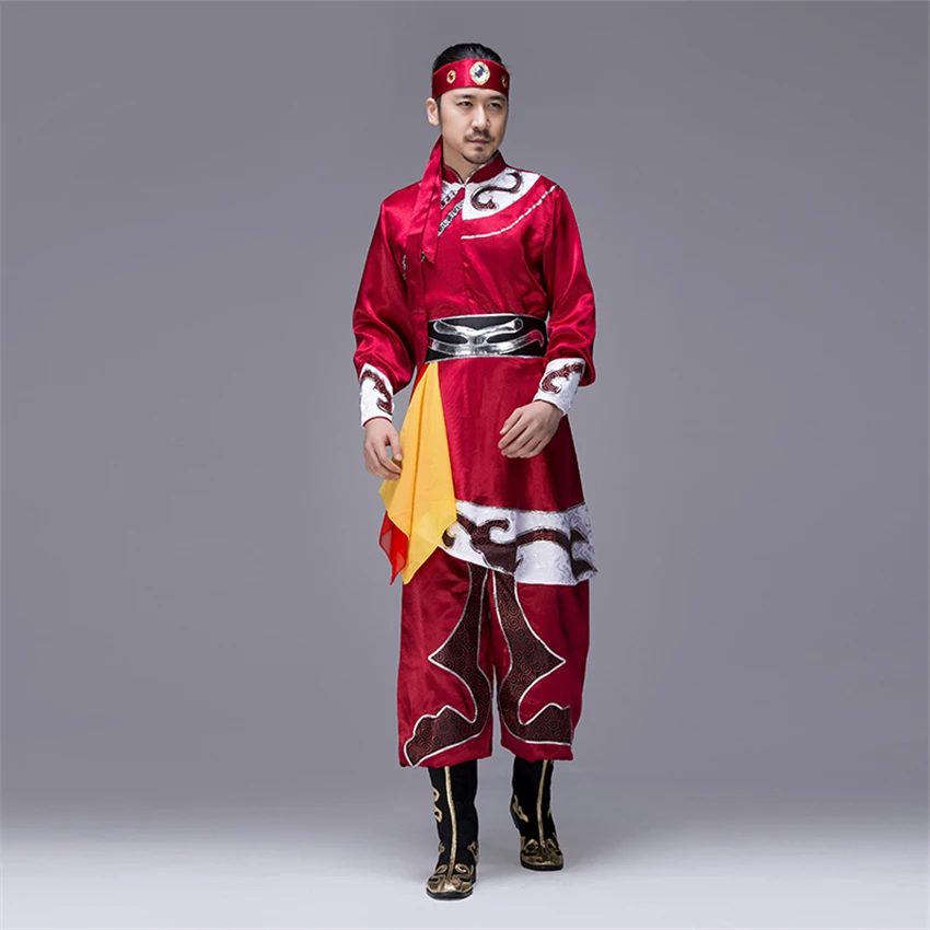 New Traditional Mongolian Costumes for Men Grassland National Genghis Khan Riding Dance Stage Performance Asia Adult Waer