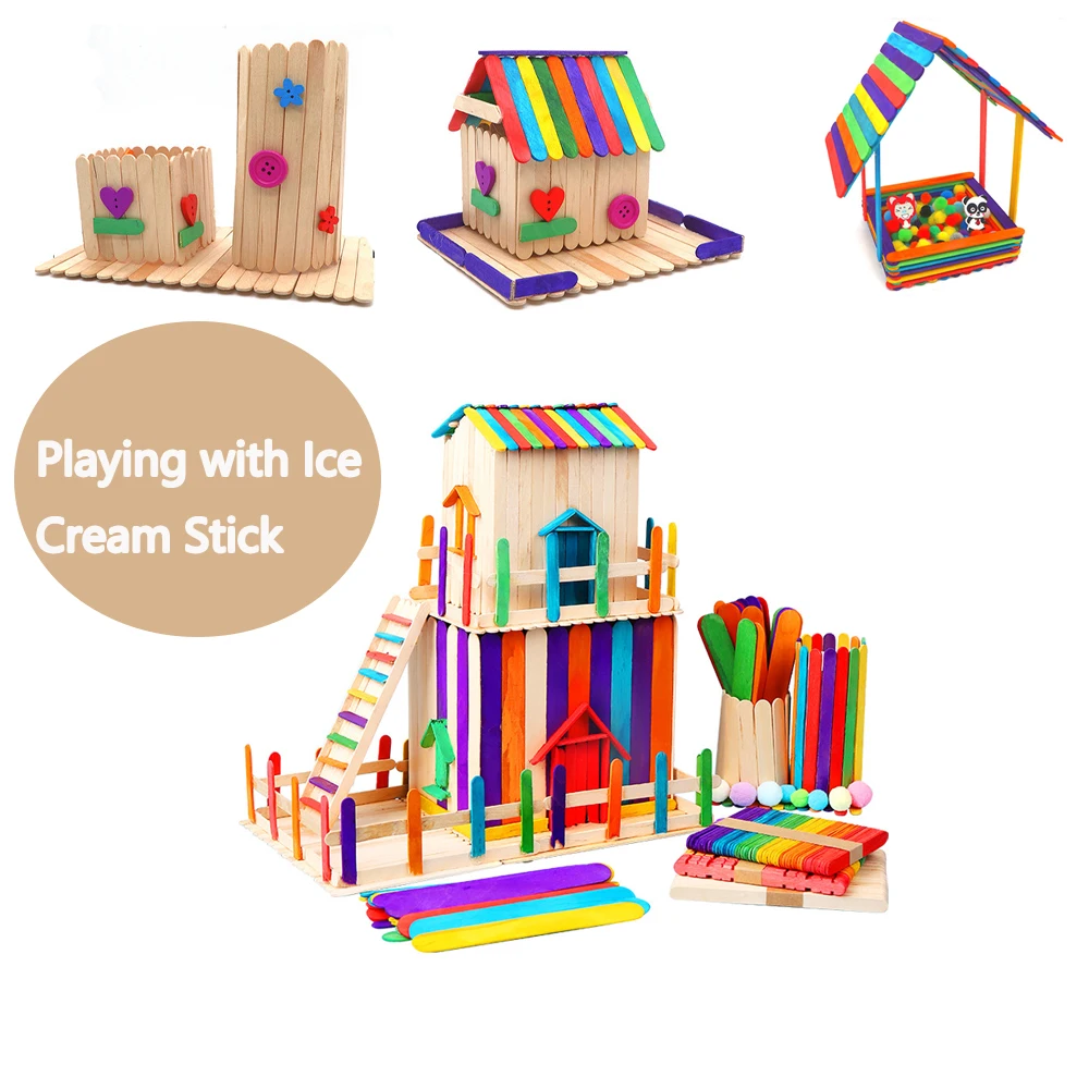 Description Picture 5 of item20/100/500Pcs Ice Cream Popsicle Sticks Natural Wooden Sticks Ice Cream Spoon Hand Crafts Art Ice Cream Lolly Kitchen Cake Tools