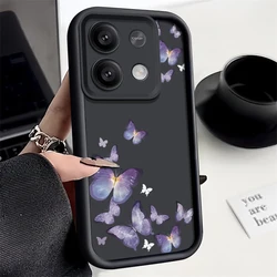 Luxury Purple Butterfly Shockproof Silicone Phone Case | Elegant Protective Cover for Poco F6 Pro (A709 Black)