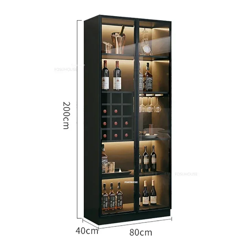 Nordic Luxury Glass Wine Cabinets Home Wine Rack TV Side Locker Minimalist Modern Living Room Against The Wall Display Cabinets