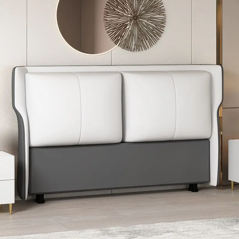 Soft bag bedside board new light luxury modern simple technology cloth floor backrest board all solid wood bed Fuzhiyun