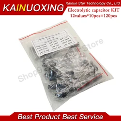 120pcs 1set of 120pcs 12 values 0.22UF-470UF Aluminum electrolytic capacitor assortment kit set pack