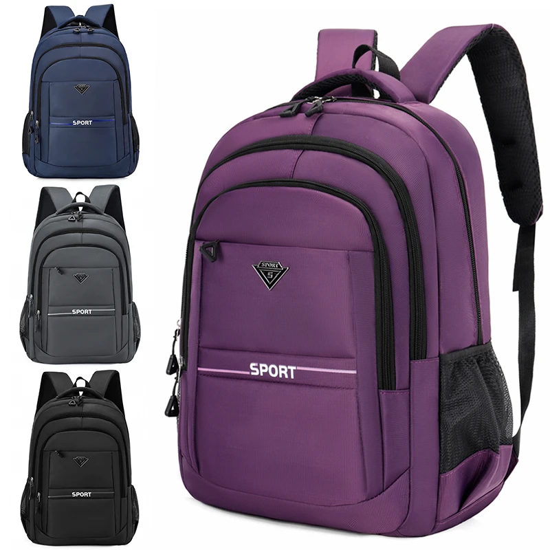 Lightweight business travel backpack, equipped with adjustable shoulder straps, multiple compartments, and polyester lining, lap