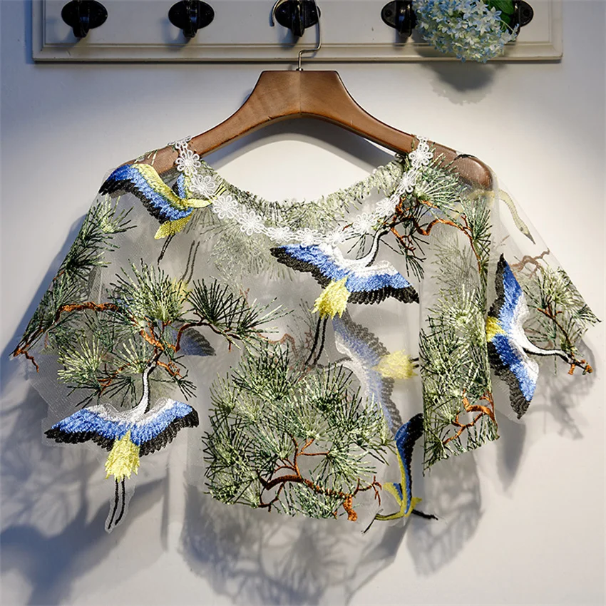 

2022 элегантная женская шаль с вышивкой, накидки, свободная накидка, жилет, Женская кружевная накидка-болеро, аксессуары, пальто, топы для вечерние, верхняя одежда WZ1826