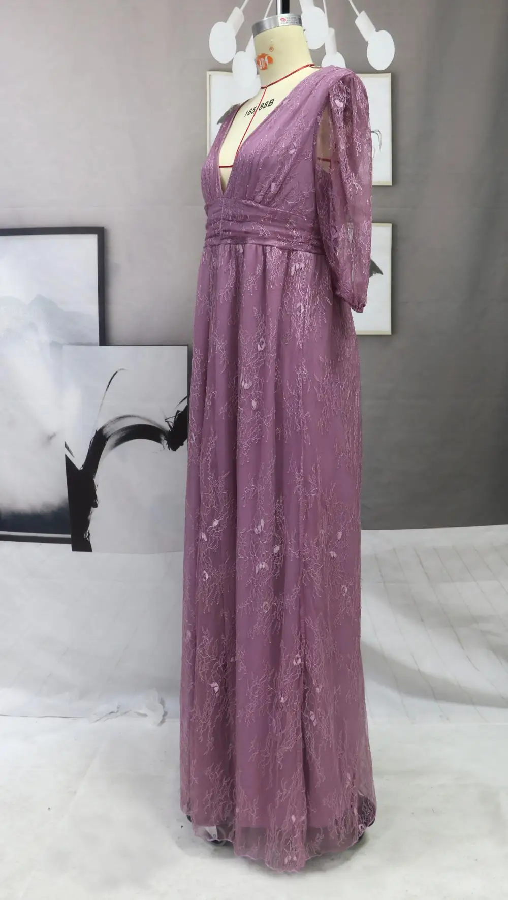 Vestidos de Baile Pescoço da Dama de Honra Novo Estilo Sexy Renda Roxa Malha Meia Mangas Senhora Elegante Fenda v Robes Noite Festa Aniversário 2022 8 Computers & Electronics
