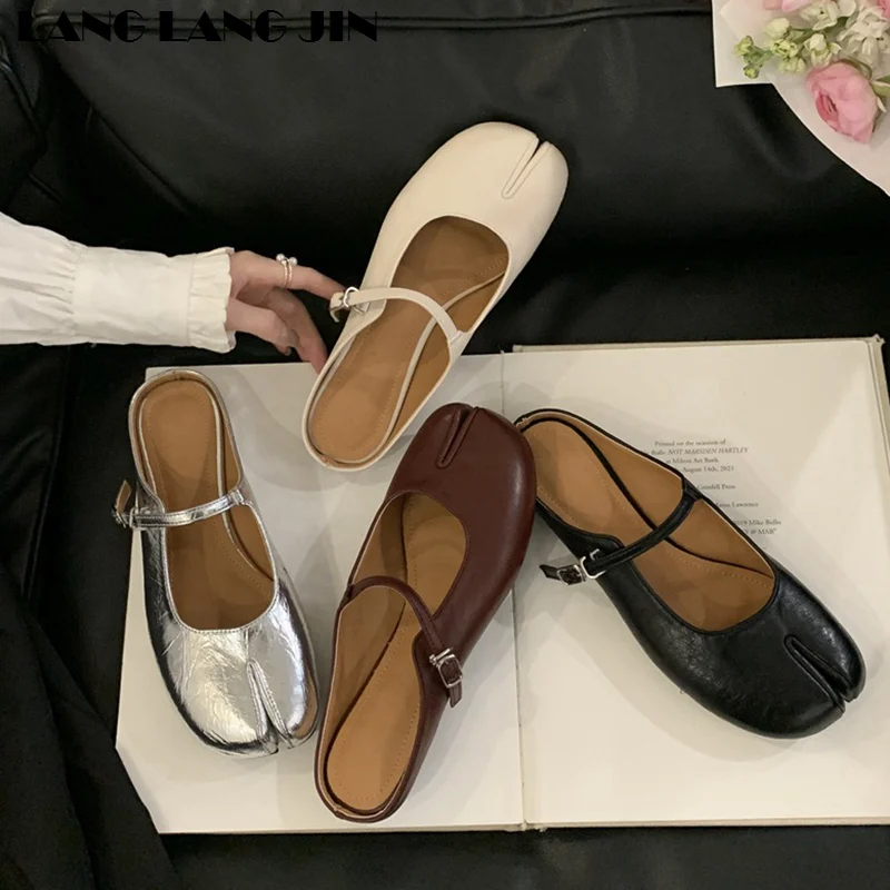 Women Tabi Ninja Slippers Brand Mules Soft Microfiber Comfy Flats Fashion Split Toe Slides Casual Loafer Shallow Ballerina Mujer — view 4