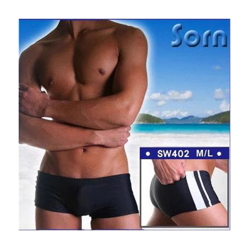 BOYTHOR Men's Swimming Boxers Color Contrast Stitching Inner Lacing Fashion Sexy Beach Swimming Boxers