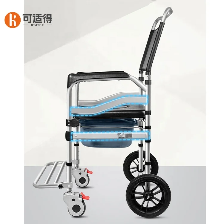 Hot selling Ksitex shower elderly toilet commode patient transfer lift chair with toilet wheels 4