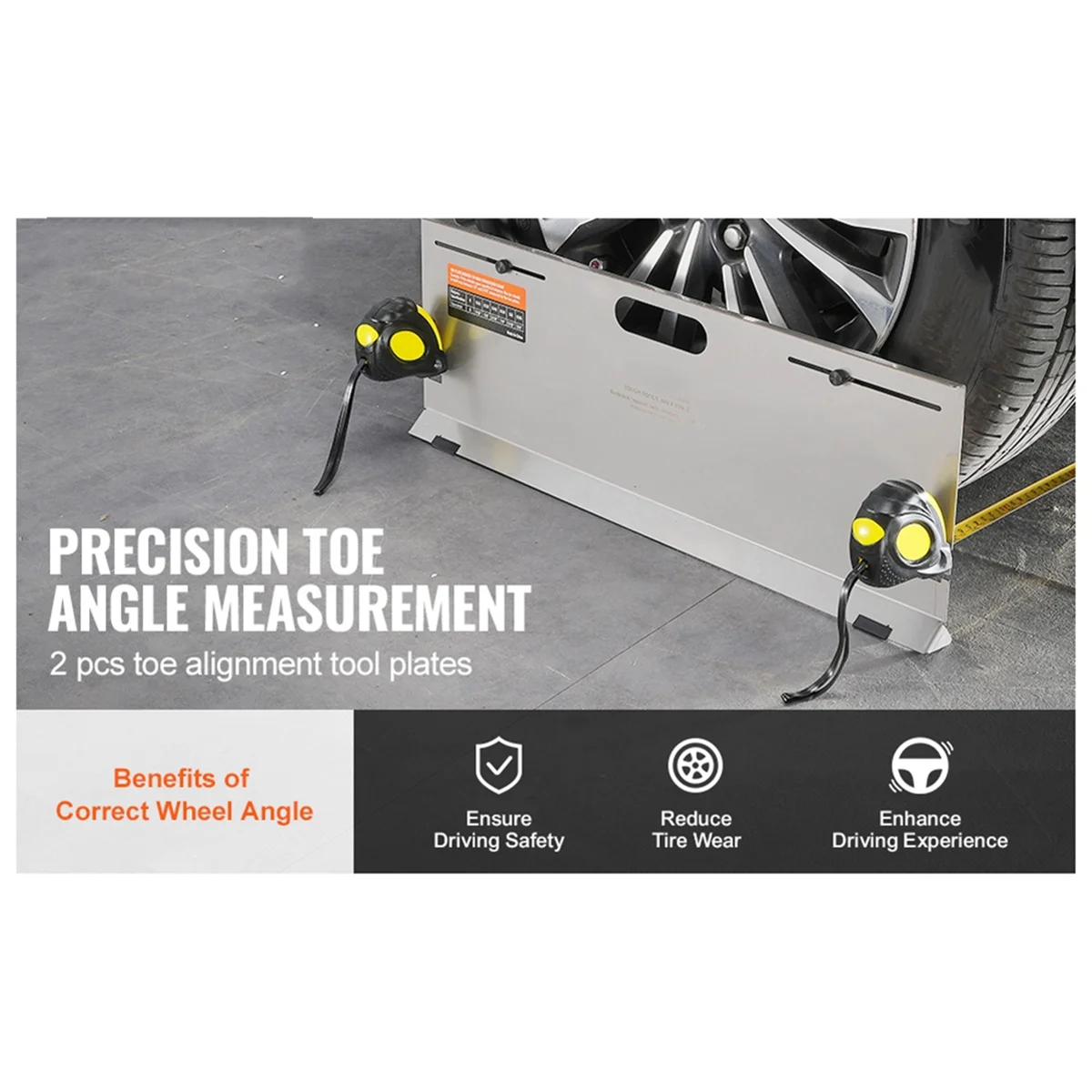 SEMOIC Wheel Alignment Tool Alignment Tool Toe Plates with 2 Measuring Tapes Toe Angle Measurement Plate