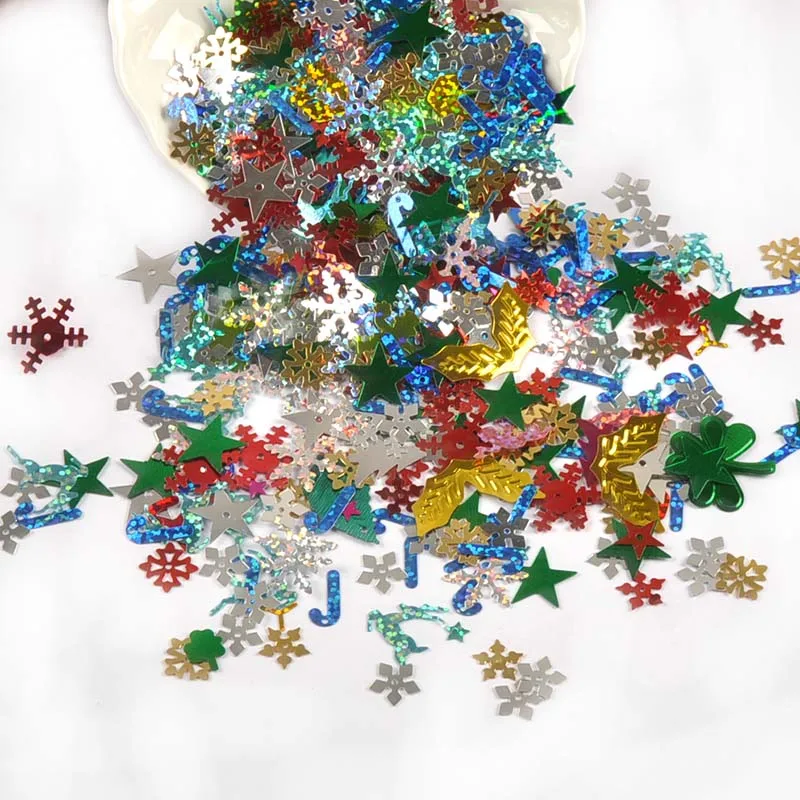 20g/Los 4,5-27mm Weihnachten Schneeflocken PVC Konfetti Alufolie Pailletten Tisch Halloween Neujahr Party Dekor hand gefertigte Lieferungen c3762 – Detail 8