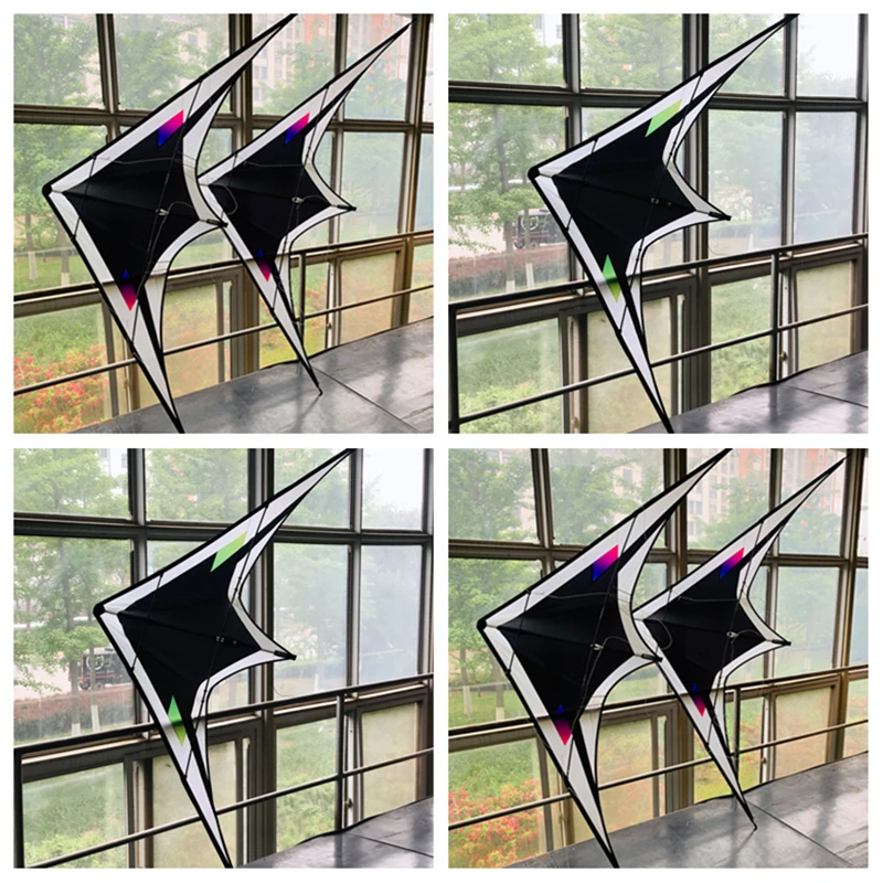 

free shipping Black Feather 240cm dual line stunt kite professional wind kites flying deer musical instrument toy power kite