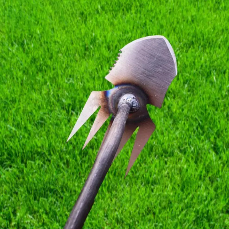 Uprooting Weeding Tool 5 Teeth Garden Weeder With Long Handle Manganese Steel Manual Garden Weeder Tool For Backyard Farm