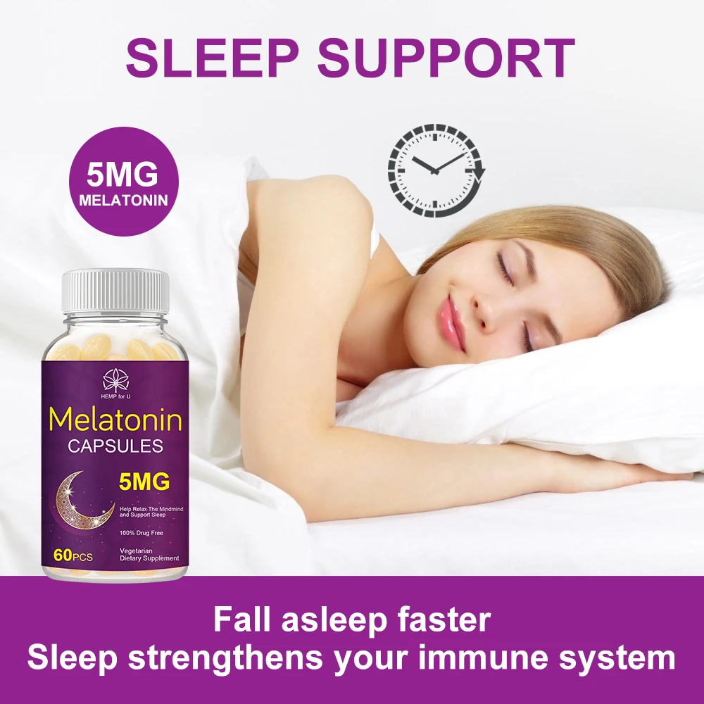 HFU 120PCS 5Mg Melatonin Capsules Vitamin B6 Help Deep Sleep Save Insomnia Improve for Women Middle-aged Elderly Man | Красота и