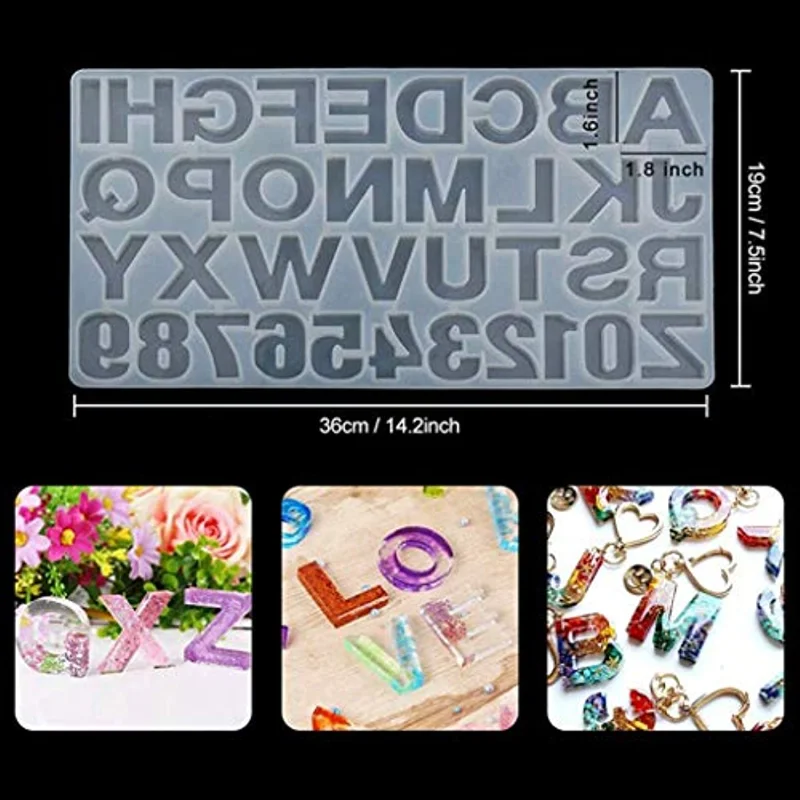 186 Pieces Silicone Resin Casting Molds Starter Kit , Alphabet Number Molds for Resin Casting, DIY Crystal Glue Jewelry Mold Set