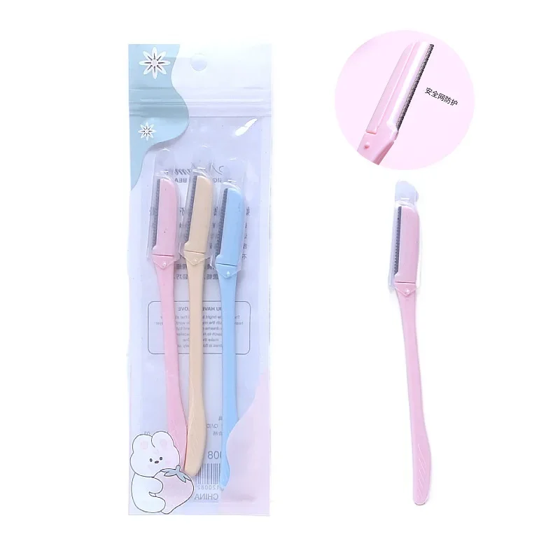 Eyebrow Trimming Knife Set 3Pcs New Safety Eyebrow Scraper for Women Novice Beginner Student Knife Face Razor for Women