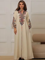 Muslim Abaya for Women Party Dresses Embroidery Long Robe Eid Ramadan Dubai Abayas Kaftan Arab Jalabiya Modest Vestidos Morocco 1