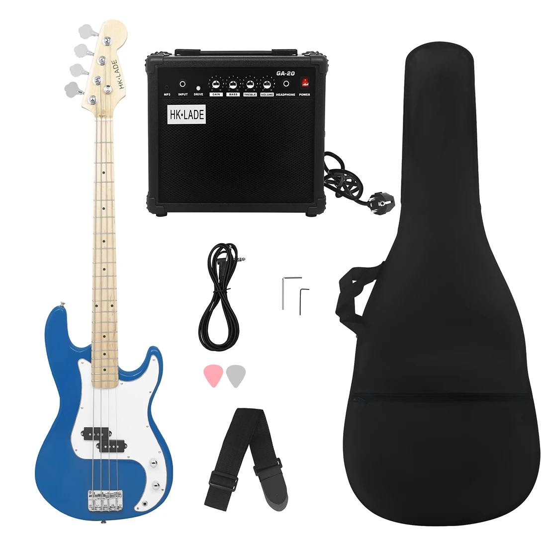 

HK·LADE Bass Guitar 4 Strings 20 Frets Maple Body Neck Electric Bass Guitarra With Case Amp Picks Guitar Parts & Accessories