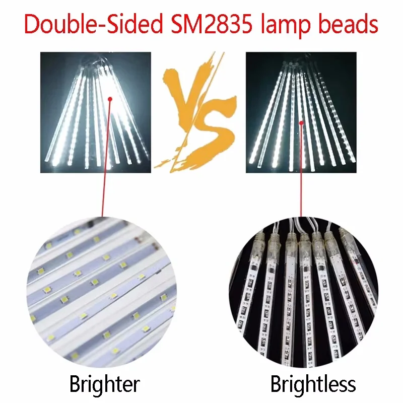 30/50cm Solar LED Meteor Shower Light Holiday String Light Waterproof Fairy Garden Decor Outdoor Led Street Garland Christmas 6