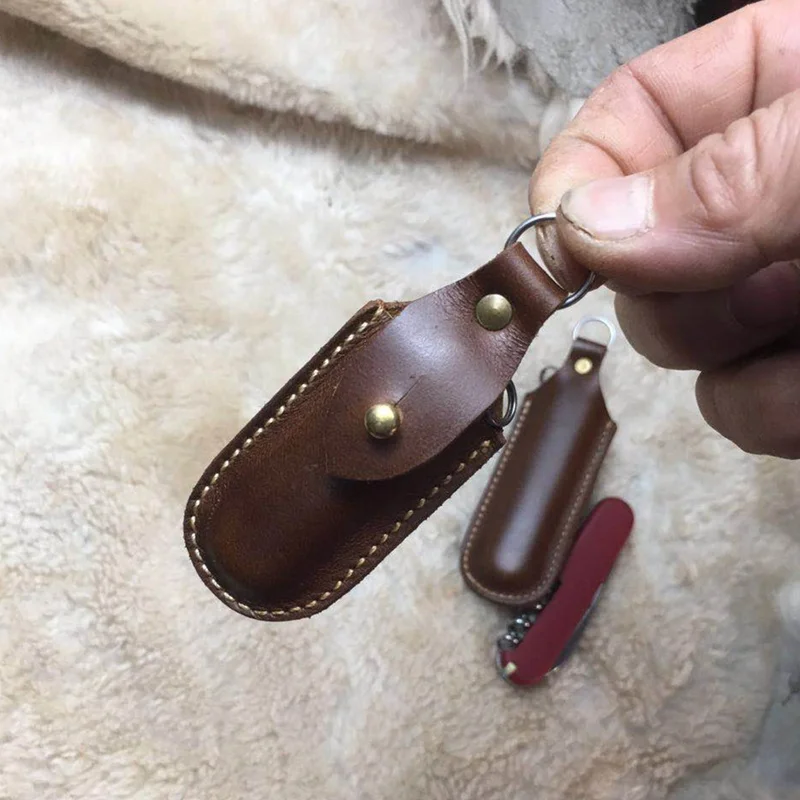Genuine Leather Scabbard Knife Case Hand-stitched Cover For Classic SD Hiker Forester Army 58mm 84mm 91mm 111mm