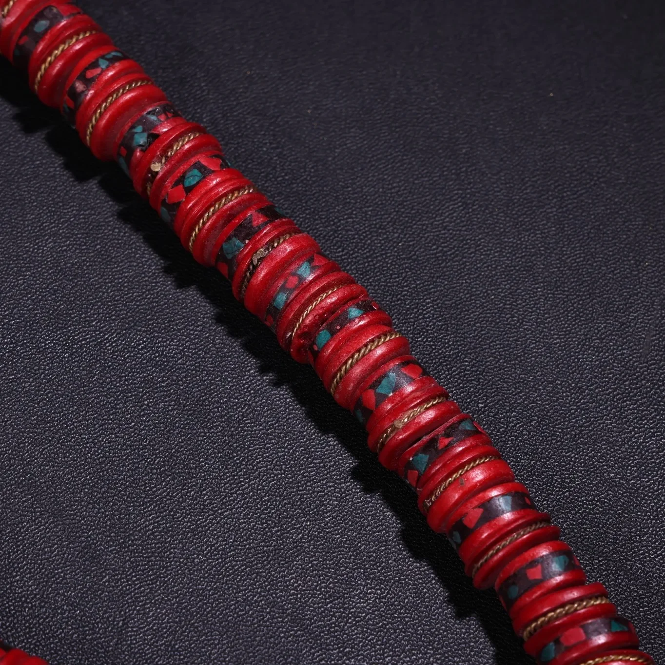 12"Tibetan Temple Collection Old Gabala Carving Red 108 Buddha Beads Necklace Pendant Amulet Dharma Worship Hall Town house 4