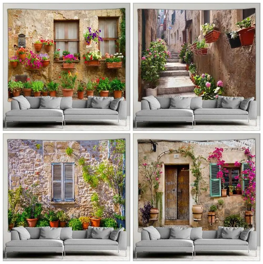 

Уличное искусство, средиземноморский греческий цветочный винтажный декор для окон, гостиной, внутреннего дворика, настенное украшение