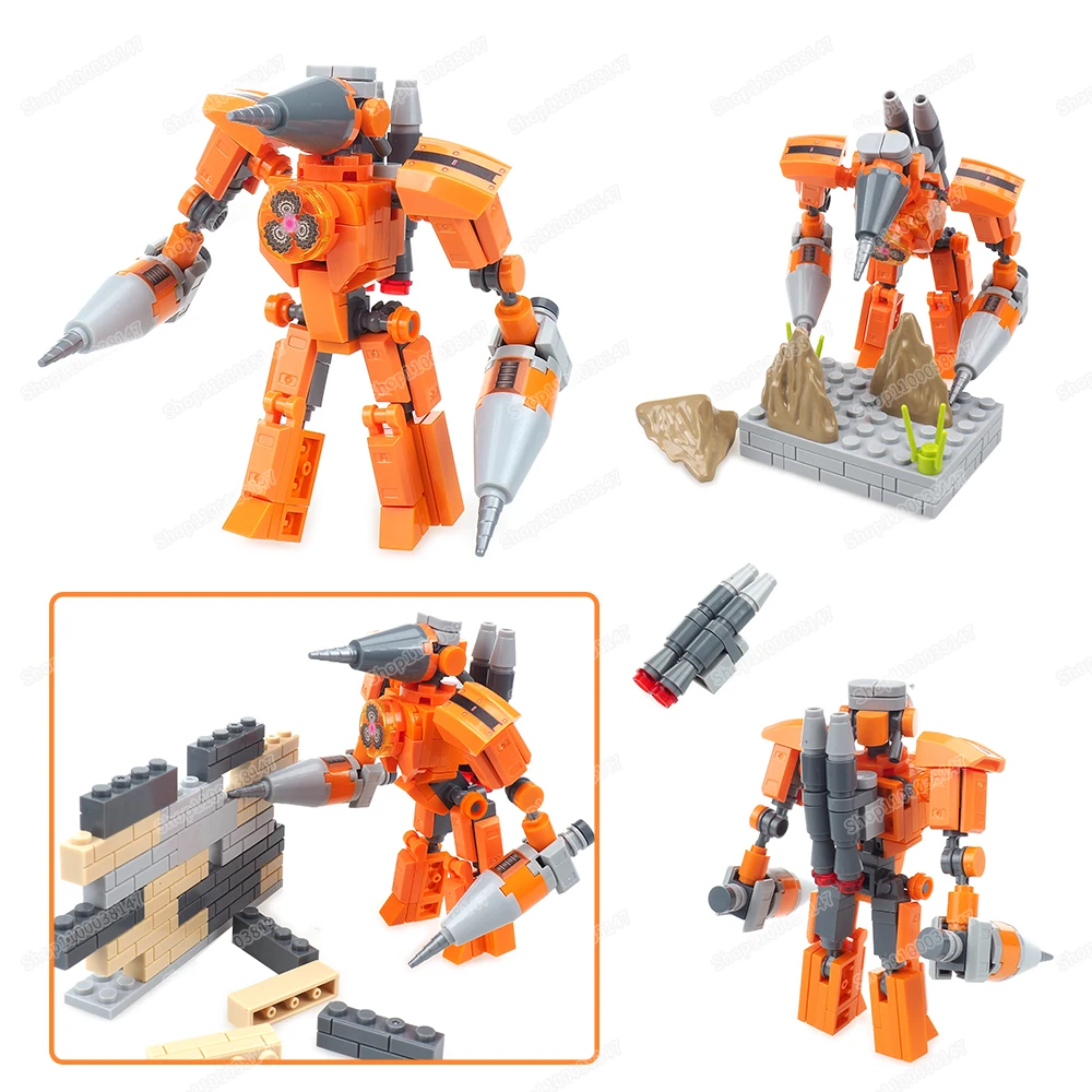 Mecha Trapano Elettrico Arancione Building Block Toilette Multiterse Toilet War Drilling Machine Figure Scene Modello Bambino Regalo Ragazzo Giocattol