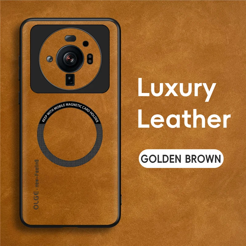 Magnetic Retro Leather Soft Phone Case with Wireless Charging Compatibility