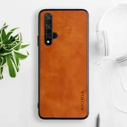 Luxury Vintage Leather Case - Elegant Soft TPU & Hard PC Cover for Nova 5T (Yellow)