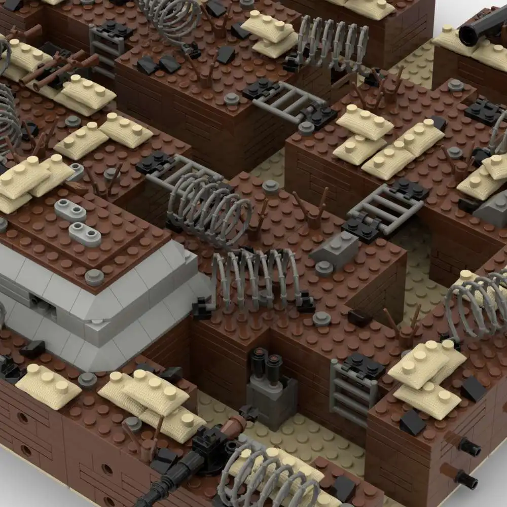 MOC building block model ornament, multiple trench combination kits for battlefield defense works, 16x16 hole bottom plate Toys 5
