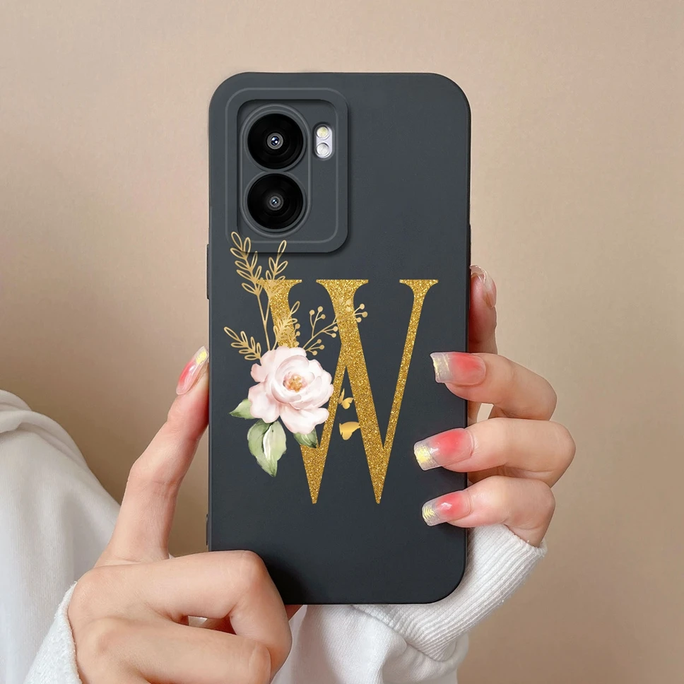 Pretty Flower Letters Liquid Silicone High-Quality Phone Cover