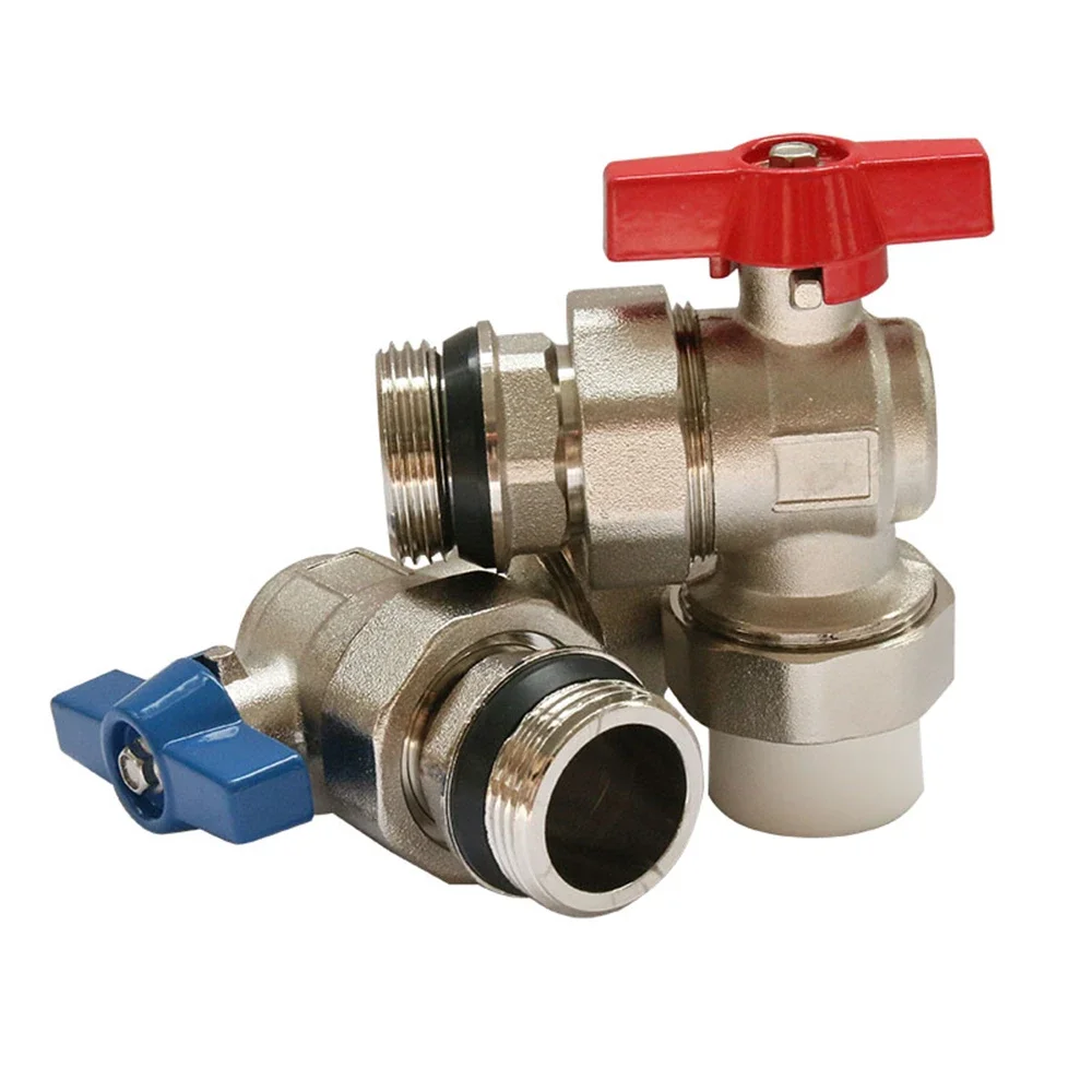 1pcs for Floor Heating Valve Full Copper Angle Ball Valve Electroplating Outer Wire Ball PPR25mm Can Be Equipped