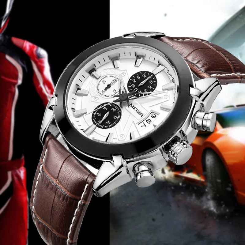 

Fashion Casual Men's Quartz Watch Leather Strap Luminous Non-mechanical Sports Large Dial Clock Male's Business Wristwatch