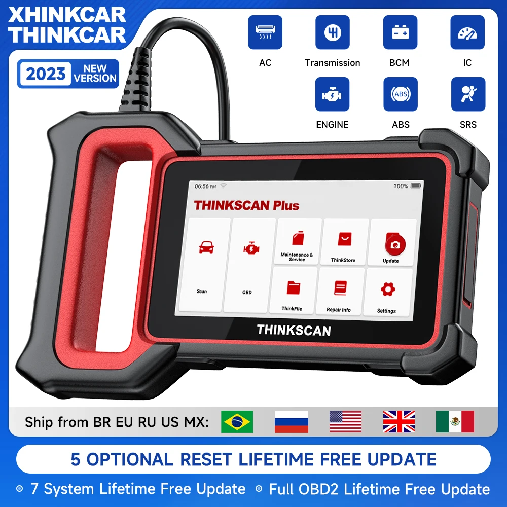 THINKCAR-Outil de diagnostic automobile Thinkscan Plus S7, lecteur de code OBD2, EAU multi-système, SAS, MétalP.F, Cristal A/F