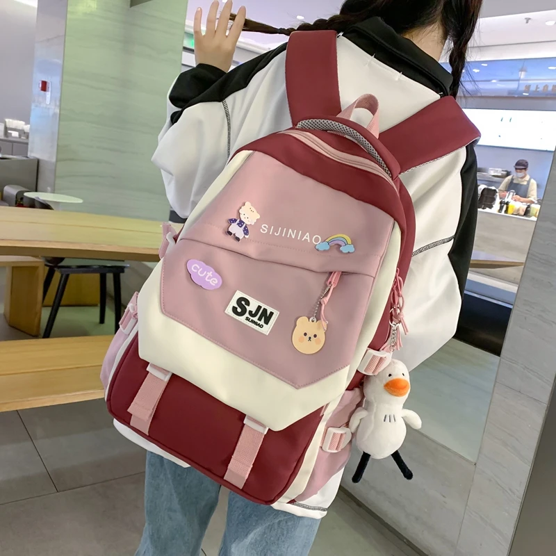 

Модный милый нейлоновый школьный ранец для колледжа, женский рюкзак, водонепроницаемый рюкзак для ноутбука с несколькими карманами, женские дорожные сумки для книг для девушек