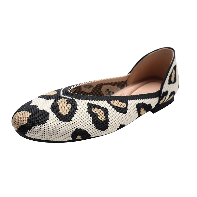 New Flats Shoes Woman Spring for Woman 2024New Round Head Collection Women's Knit Comfortable Swedish Women's Breathable Summer