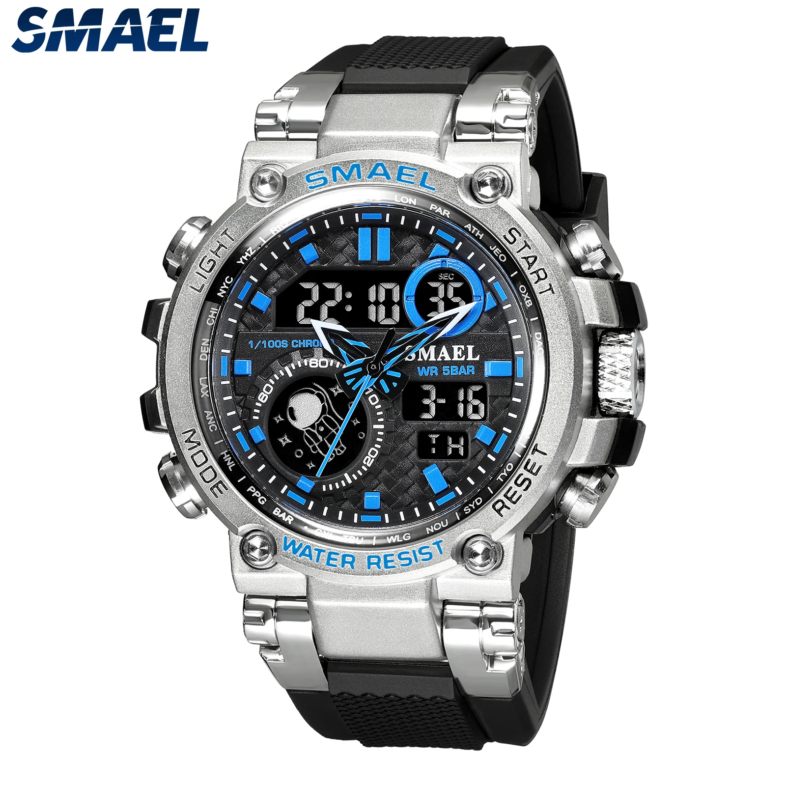 SMAEL 8093 Sport Watch Men Watches Waterproof 5Bar Dual Time Men's Military Watches Shock Resistant Alarm Clock montre homme north edge men digital watch men s sports watches dual time pedometer alarm clock waterproof 50m digital watch military clock