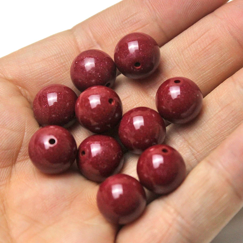 5A 천연 진사 6-14mm Zinnober  Vermilion 단일 라운드 비즈 DIY 쥬얼리 소재 루즈 비즈 팔찌 목걸이