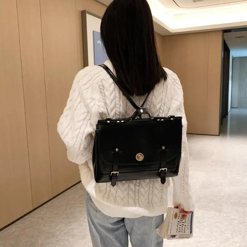 Business Style Women Backpacks Handbags Female OL Metal Lock Shoulder Bags Mochila Feminia Escolar 6