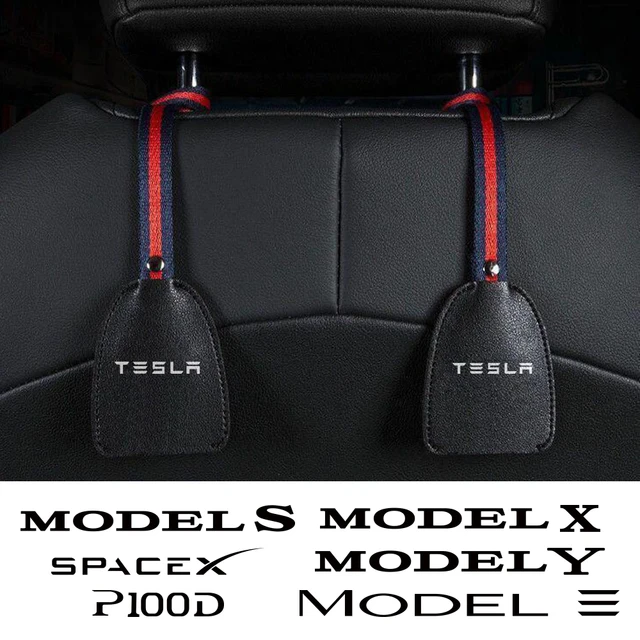 1PCS Auto Hinten Sitz Kopfstütze Leder Multifunktions Aufhänger Haken Für  Tesla Modell 3 X S Y P100D SpaceX Hängen tasche Auto Zubehör - AliExpress