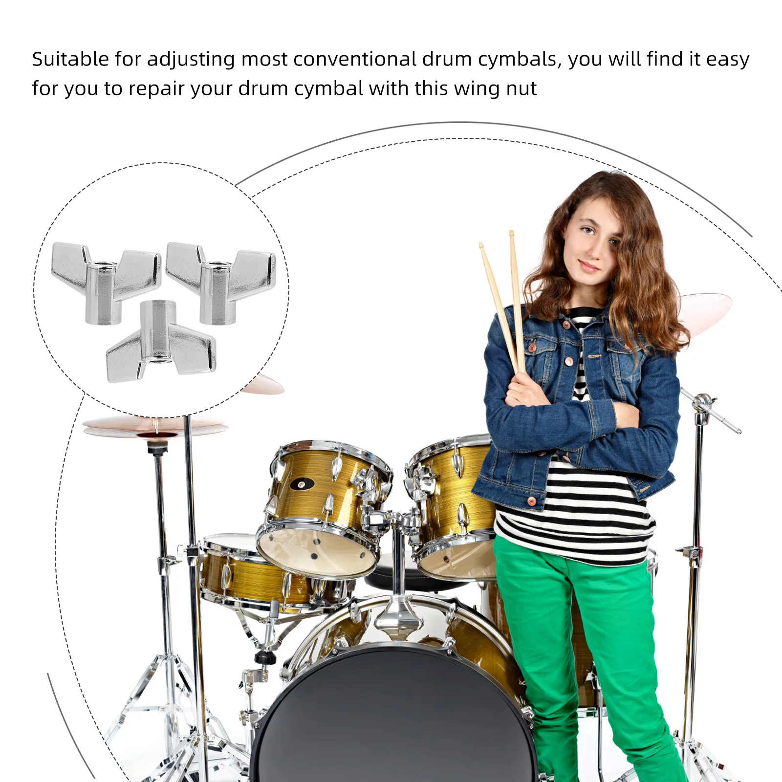 3 Pcs Alloy Drum Nut Percussion Instrument Parts Cymbal Adjustment Tool Accessories